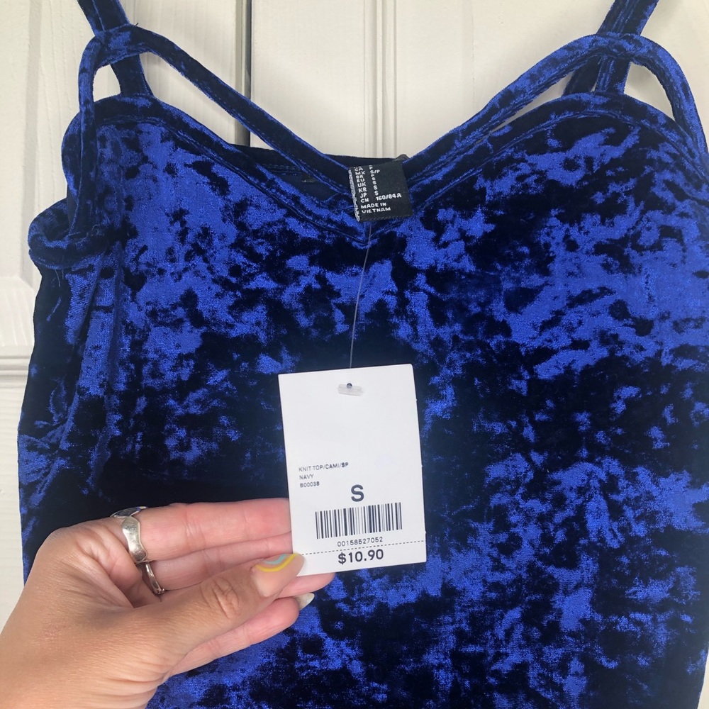 NEW WITH TAG Royal Blue Velvet Crop Top